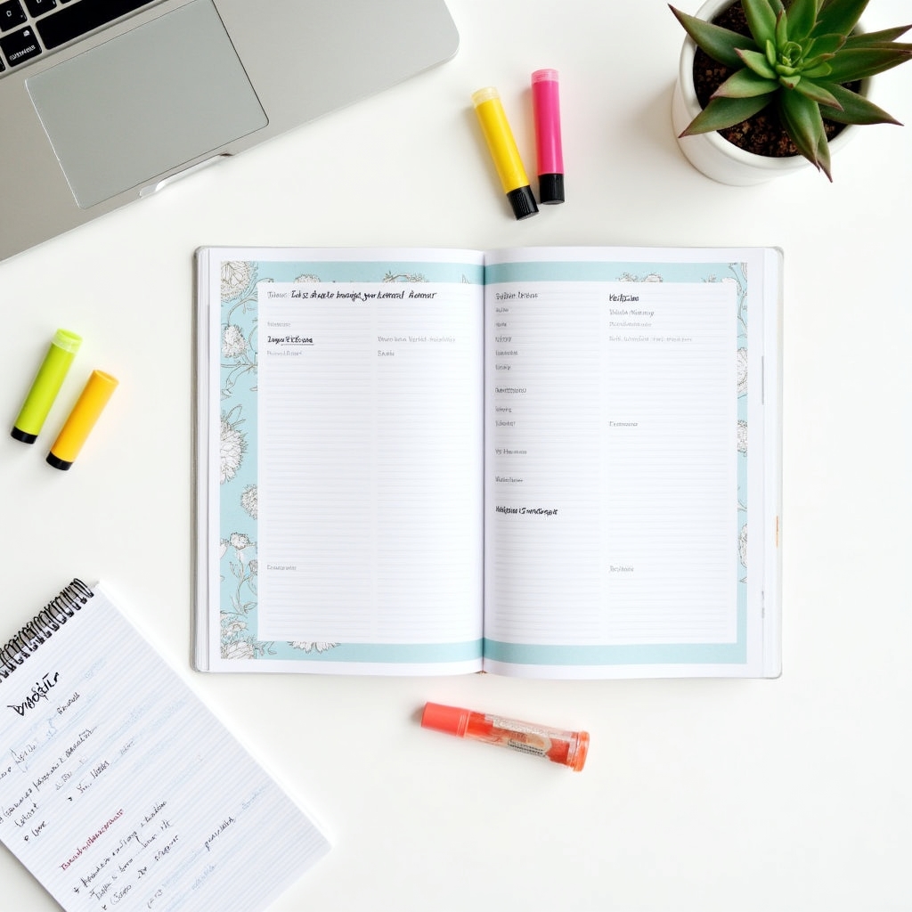 Educational career materials and worksheets arranged on desk