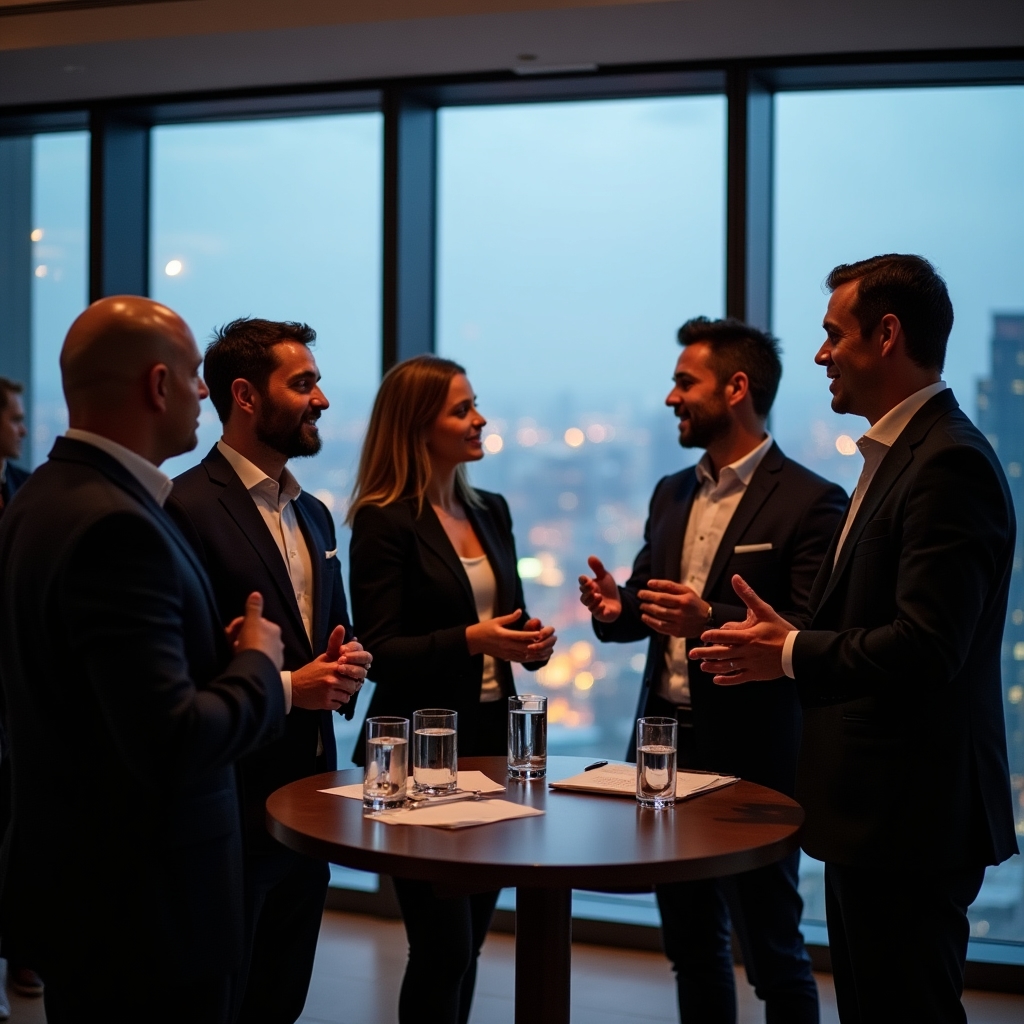 Professional networking event with diverse business people